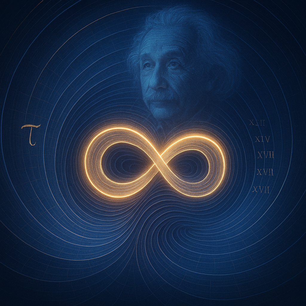 A glowing Einstein–Rosen bridge (wormhole) rendered as a smooth, continuous loop rather than a tunnel—symbolizing recursion rather than passage.