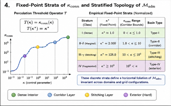 Fixed-point strata of κ_conn — operator T and discrete stratification