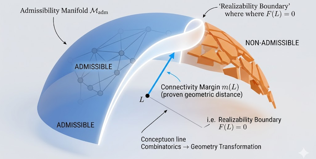 The Geometry of the Connectivity Margin — Admissibility Manifold with realizability boundary and margin distance vector
