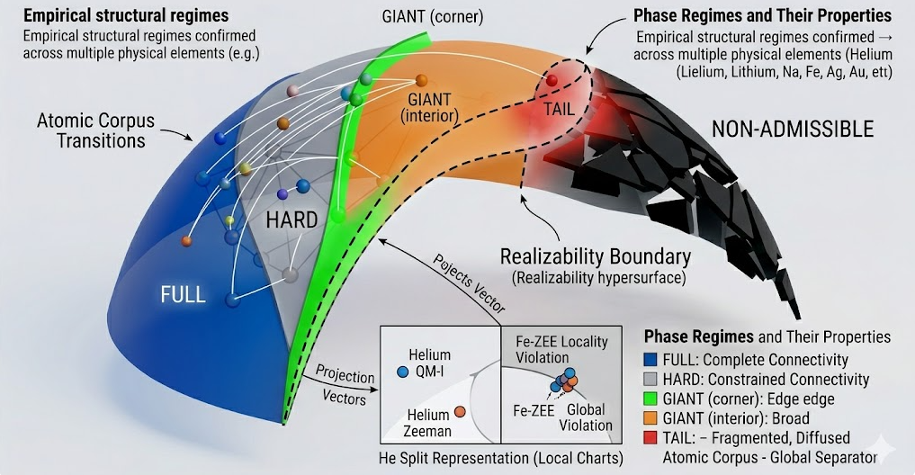 The Atomic Phase Landscape — five structural regimes in the UNNS decisive coordinate system